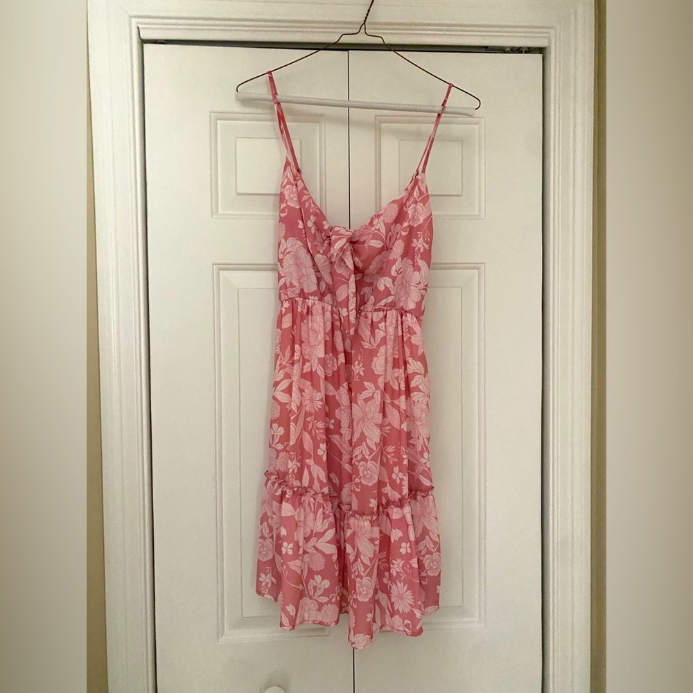 Pink Lily Pink Flower Printed Midi Dress